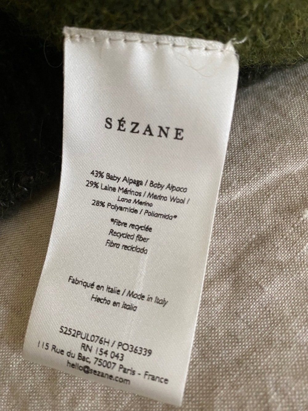 Sezane Samuel 'Perfect Green/Dark Green' NWT - Picture 10 of 11